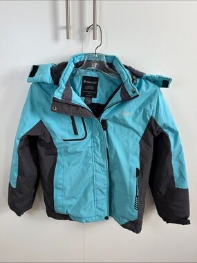 Kids' Turquoise and Black Insulated Winter Jacket